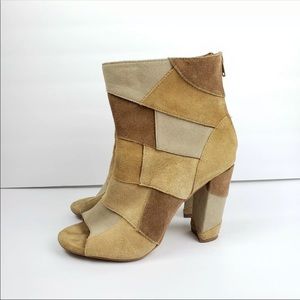 Torrid Tan Leather Suede Patchwork Bootie Shoe 7.5